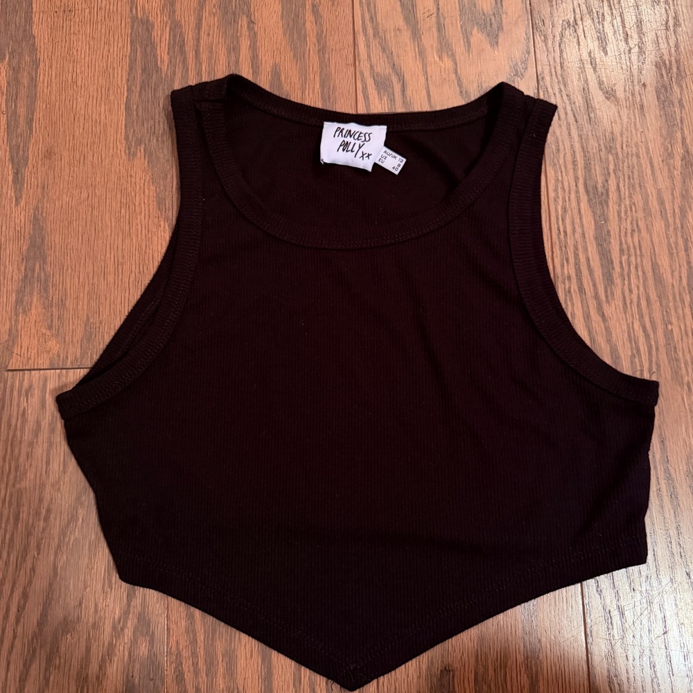 Princess Polly Black Ribbed Crop Top